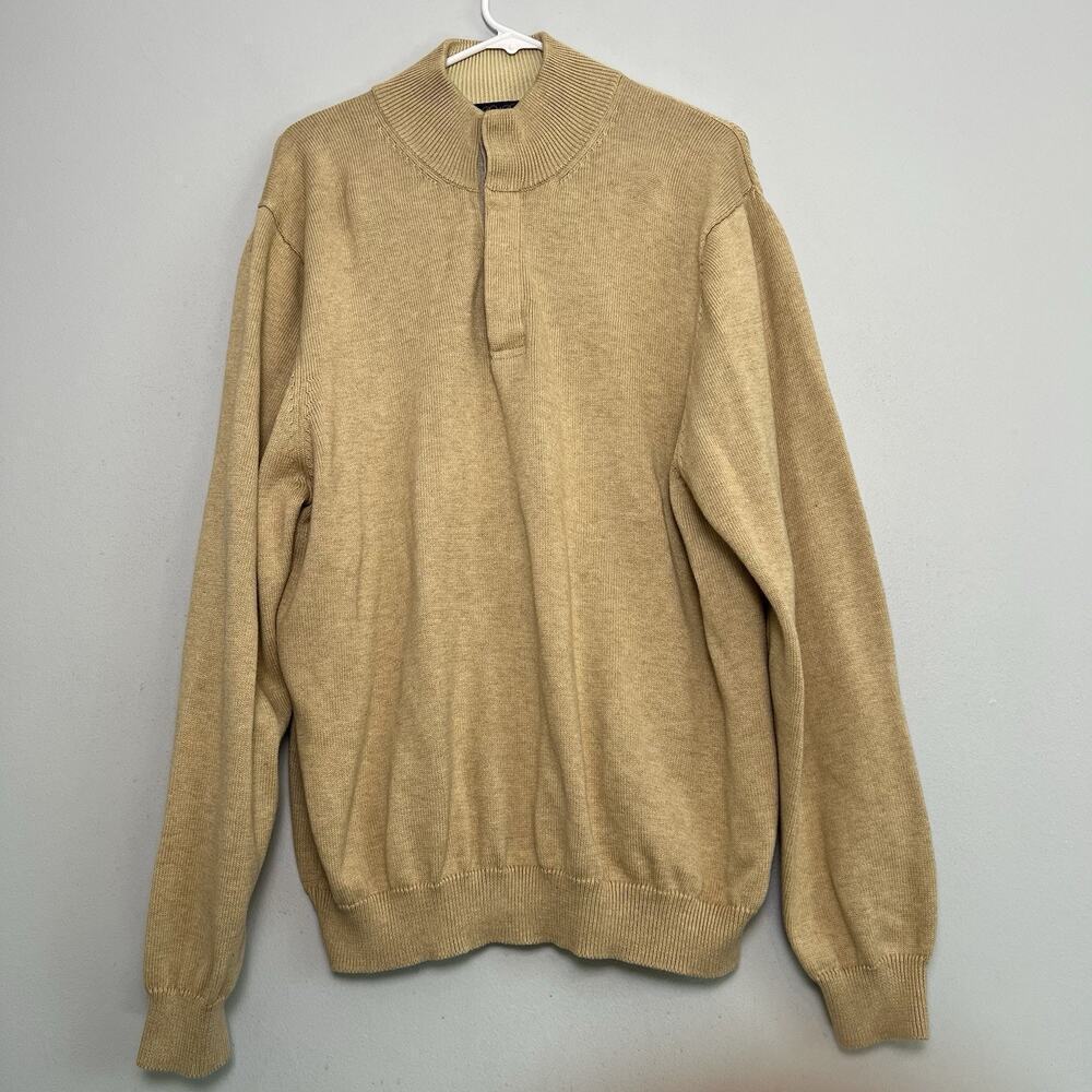 Brooks Brothers Men's 100% Supima Cotton Pullover Sweater Tan Sz XL Office Basic
